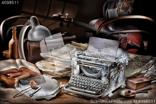 Image of Still Life With Typing Machine And Cello