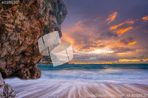 Image of Agios Nikitas at sunset - Lefkas island 