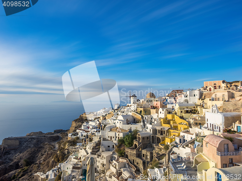 Image of Oia village at sunset, Santorini island