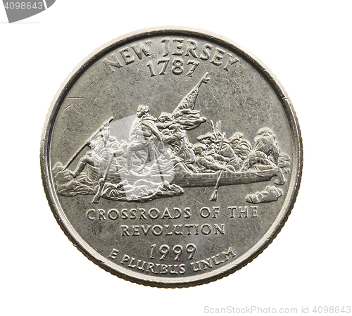 Image of coin in a quarter of the US dollar