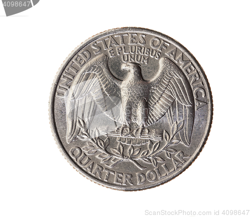 Image of coin in a quarter of the US dollar