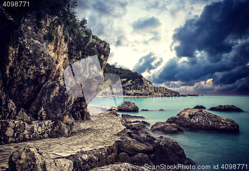 Image of Agios Nikitas Lefkas island at dusk