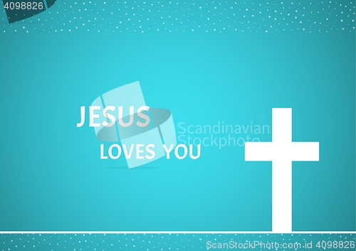 Image of christian cross on blue background