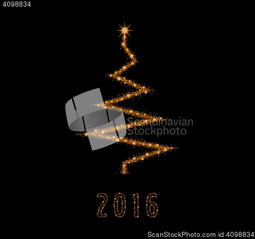 Image of christmas illustration with glittering tree