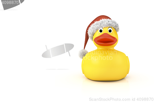 Image of yellow rubber ducky with a christmas hat