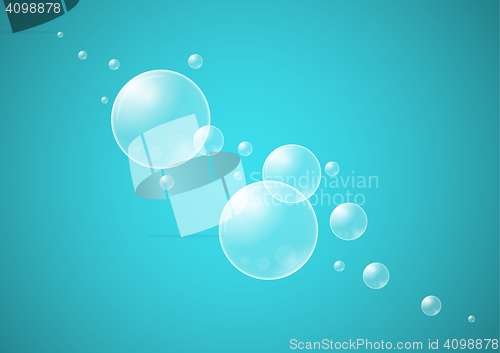 Image of water drops on blue background