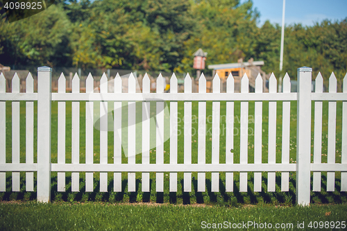 Image of Wooden fence in white color