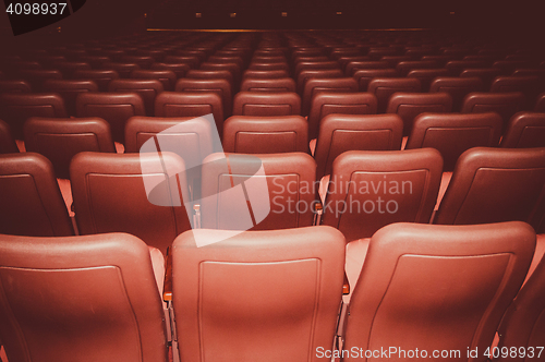 Image of Movie theatre seats in red colors