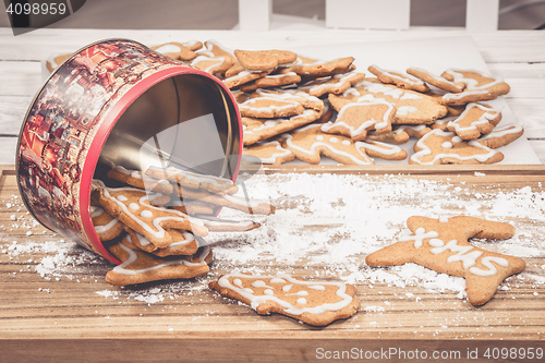 Image of Cake tin filled with Xmas cookies