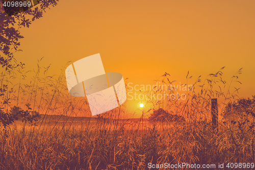 Image of Sunrise in a countryside mist