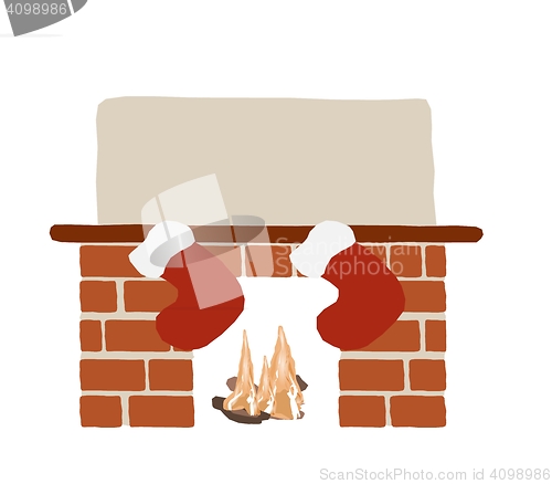 Image of christmas fireplace with socks