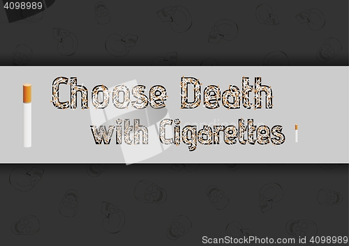 Image of cigarettes and skulls on dark background