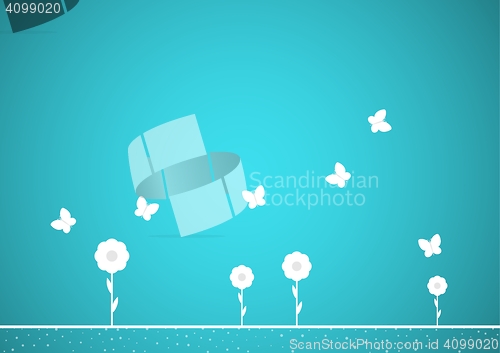 Image of butterflies and flowers