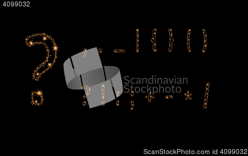 Image of alphabet letters from glittering gold stars