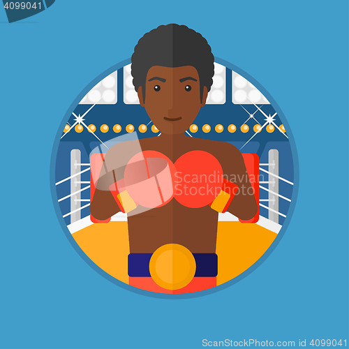 Image of Confident boxer in gloves vector illustration.