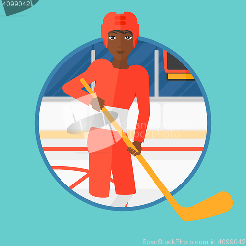 Image of Ice hockey player with stick vector illustration.