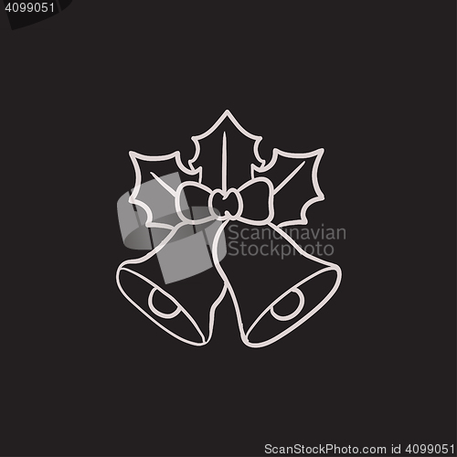 Image of Christmas bells  sketch icon.