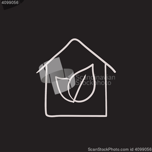 Image of Eco-friendly house sketch icon.