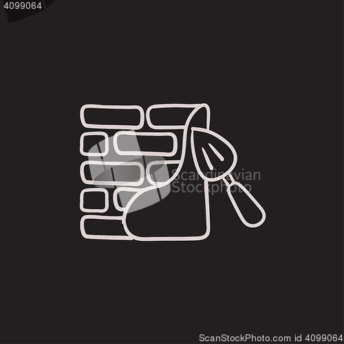 Image of Spatula with brickwall sketch icon.