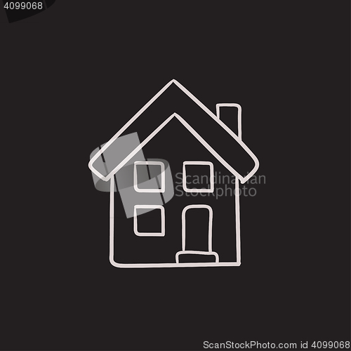 Image of Two storey detached house sketch icon.