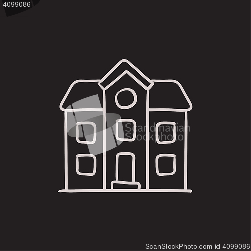 Image of Two storey detached house sketch icon.