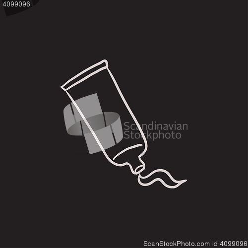 Image of Cream tube and stroke sketch icon.
