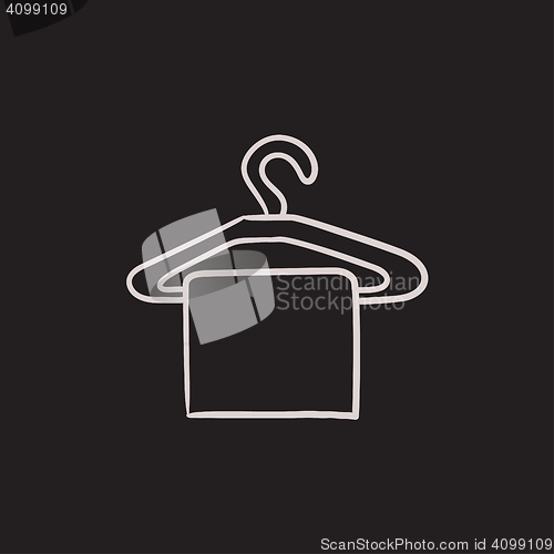 Image of Towel on hanger sketch icon.