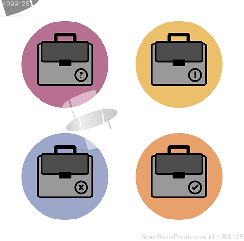 Image of briefcase simple flat icon in color circle