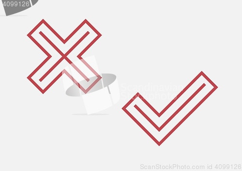 Image of red check and cross symbol