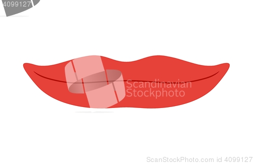 Image of red human lips in flat style with little smile