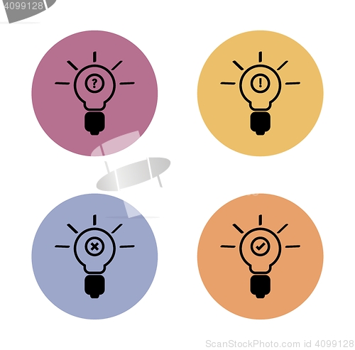 Image of bulb simple flat icon in color circle