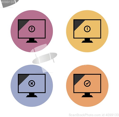 Image of monitor simple flat icon in color circle