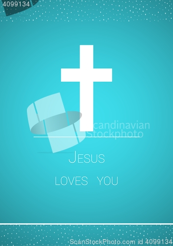 Image of christian cross on blue background