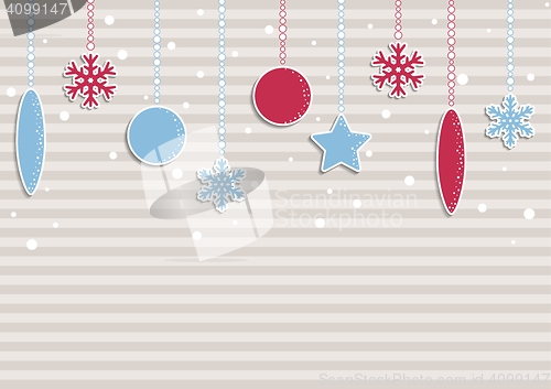 Image of christmas illustration with stripes and snowflakes