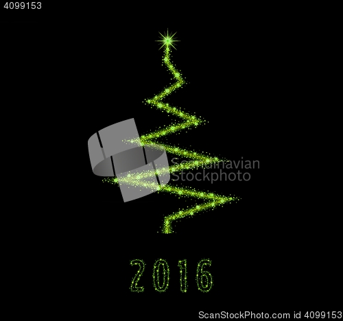 Image of christmas illustration with glittering tree