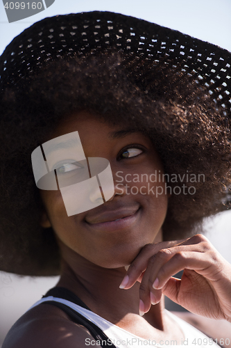 Image of Close up portrait of a beautiful young african american woman sm