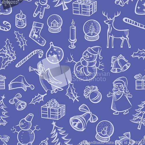 Image of Christmas objects and elements seamless pattern