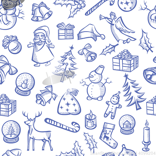 Image of Christmas objects and elements seamless pattern