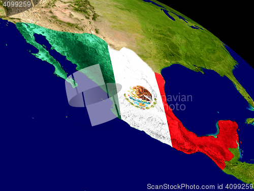 Image of Mexico with flag on Earth