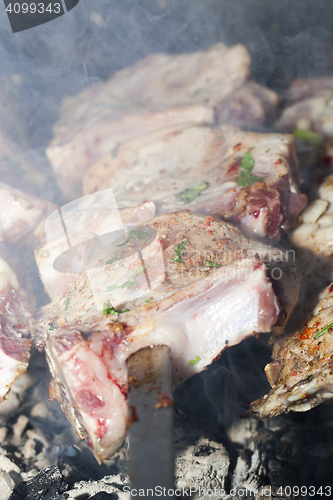 Image of cooking kebab, close-up