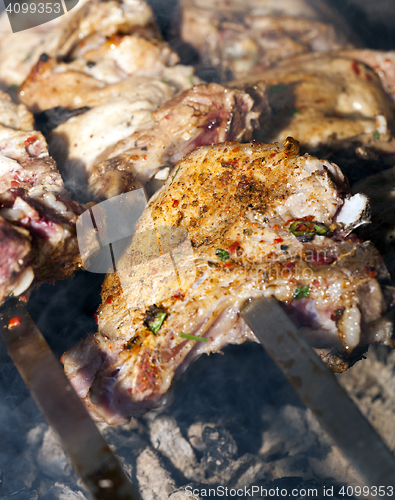 Image of cooking kebab, close-up