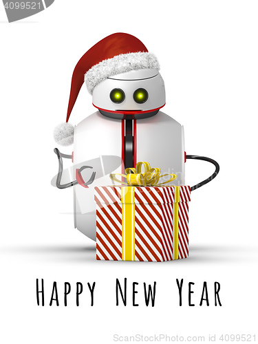 Image of christmas robot with a gift