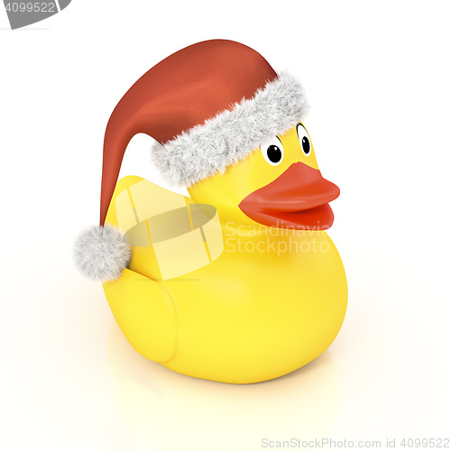 Image of yellow rubber ducky with a christmas hat