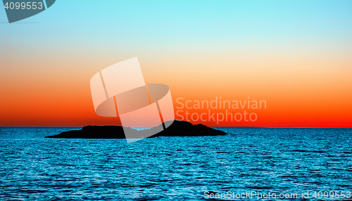 Image of Orange and Blue Night Seascape