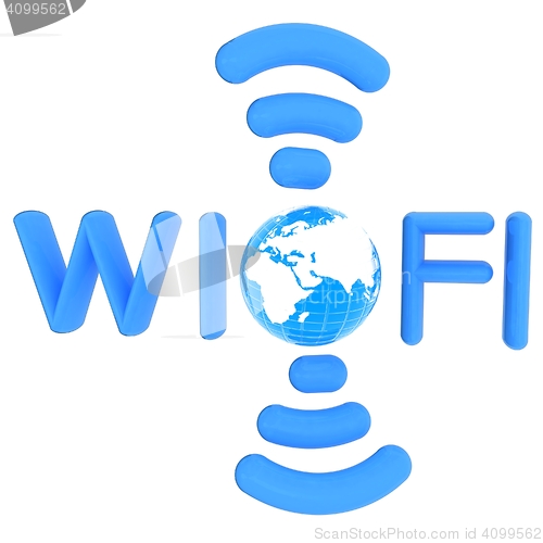 Image of wifi earth icon. 3d illustration