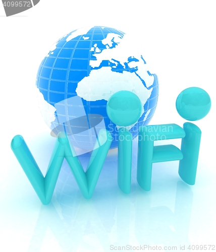 Image of wifi earth icon. 3d illustration