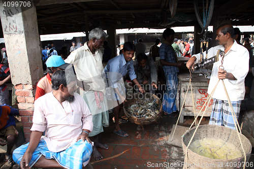 Image of Fish market in Kumrokhali, West Bengal, India