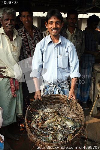 Image of Fish market in Kumrokhali, West Bengal, India