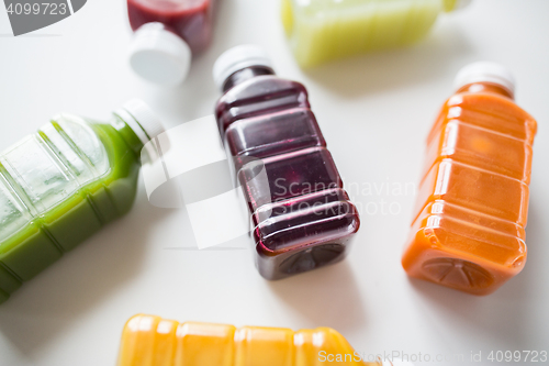 Image of bottles with different fruit or vegetable juices