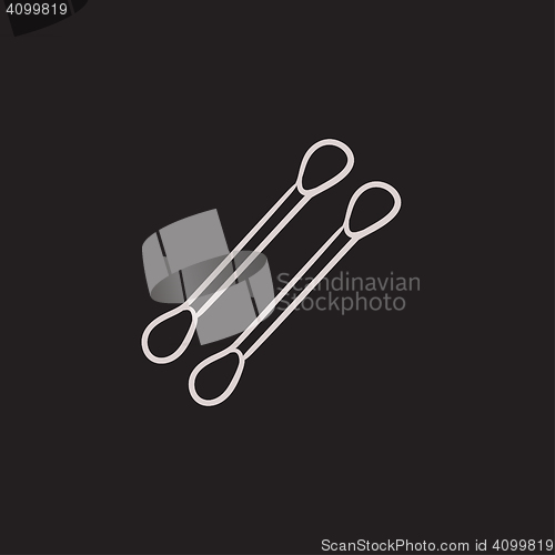 Image of Cotton buds sketch icon. 